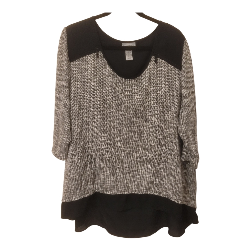 Catherines Elegant‎ Black and Gray Blouse